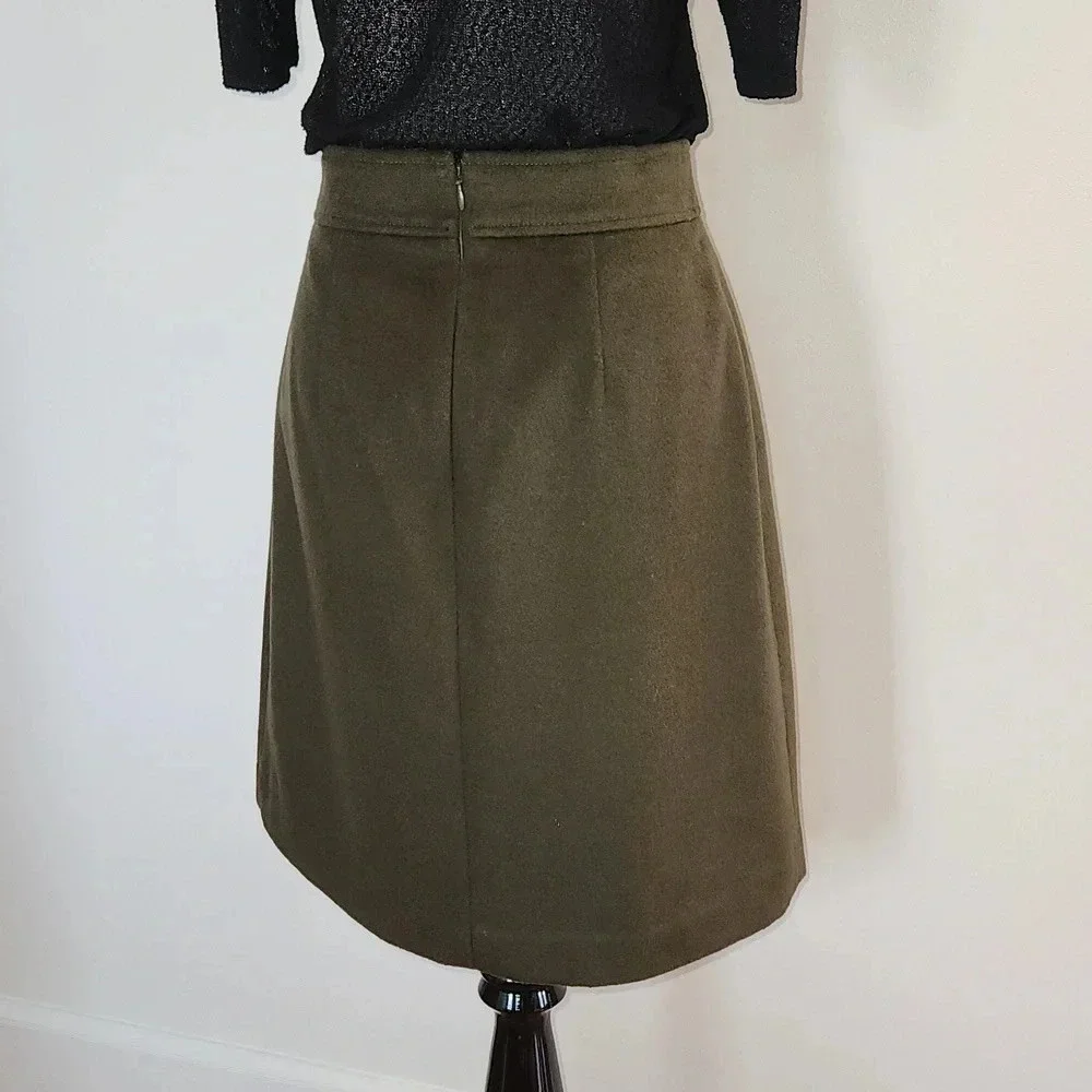||ANN TAYLOR|| wool skirt, Sz 2, Army Green, Knee Length